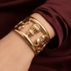 Perle — Gold Bead Frame Cuff Bracelet worn on wrist