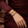 Perle — Gold Bead Frame Cuff Bracelet worn on wrist
