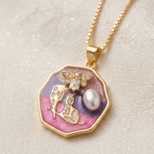 Mehrunnisa – Gold Enamel Elephant Locket Necklace