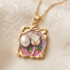 Tabinda – Gold Pearl & Enamel Statement Pendant Necklace Tabinda – Gold Pearl & Enamel Statement Pendant Necklace