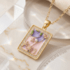 Mehparah – Gold Crystal Enamel Floral Pendant Necklace Mehparah – Gold Crystal Enamel Floral Pendant Necklace