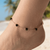 3 Amber — Rose Gold Black Beaded Anklet