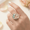 Mahveen – Gold Enamel Flower Pearl Ring