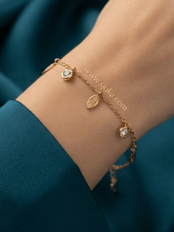 Barg Gold Leaf Crystal Charm Bracelet Barg Gold Leaf Crystal Charm Bracelet