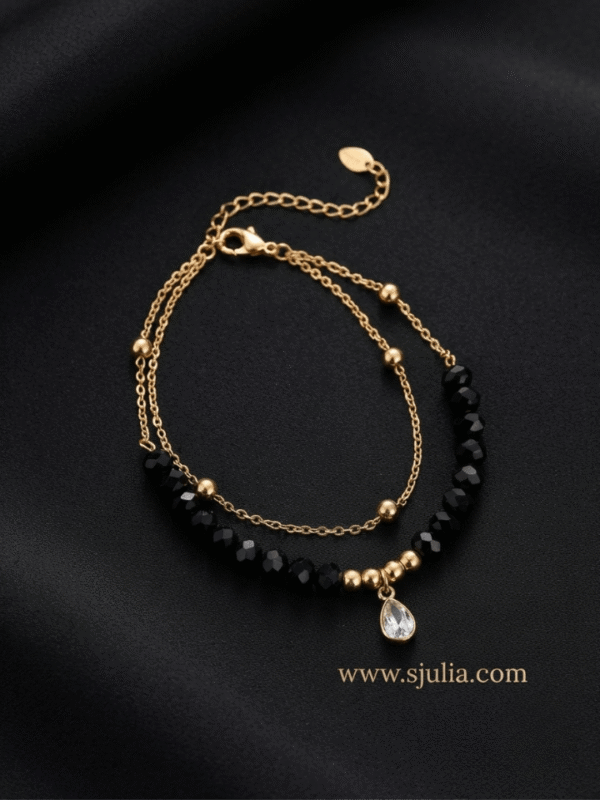 Anklets (2) Anarkali — Rose Gold Black Bead Anklet