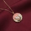 Roshana – Rose Gold Painted Blossom Locket Necklace Roshana – Rose Gold Painted Blossom Locket Necklace