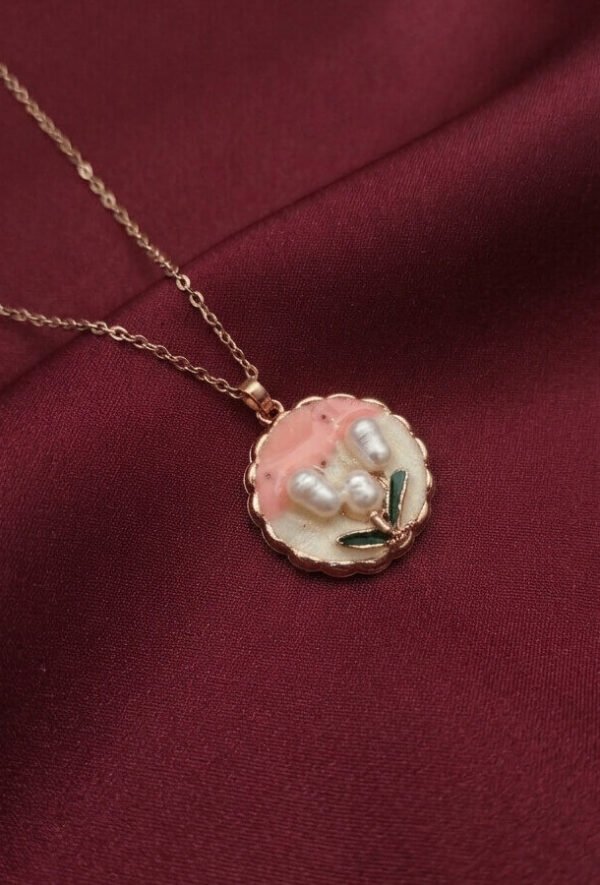 Roshana – Rose Gold Painted Blossom Locket Necklace Roshana – Rose Gold Painted Blossom Locket Necklace