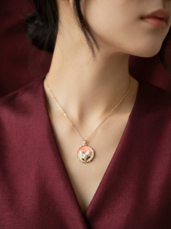 Roshana – Rose Gold Painted Blossom Locket Necklace Roshana – Rose Gold Painted Blossom Locket Necklace