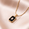 Husnara – Gold Black Enamel Square Pendant Necklace Husnara – Gold Black Enamel Square Pendant Necklace