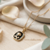 Gulbadan – Gold Black Enamel Drop Pendant Necklace Gulbadan – Gold Black Enamel Drop Pendant Necklace