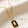 Husna – Gold Black Enamel Frame Pendant Necklace Husna – Gold Black Enamel Frame Pendant Necklace