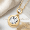 Nigaar – Gold Round Crystal Pendant Necklace