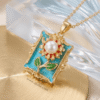 Anbreen – Gold Enamel Floral Locket Necklace Anbreen – Gold Enamel Floral Locket Necklace