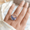 Shokat Ara – Gold Enamel Floral Pearl Ring Shokat Ara – Gold Enamel Floral Pearl Ring