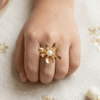 Husnia – Gold Burst Flower Pearl Ring Husnia – Gold Burst Flower Pearl Ring