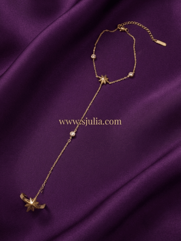 Étoile — Rose Gold North Star Crystal Hand Chain worn on hand Étoile — Rose Gold North Star Crystal Hand Chain worn on hand