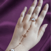 Coeur — Rose Gold White Heart Hand Chain worn on hand Coeur — Rose Gold White Heart Hand Chain worn on hand