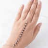 Noora — Silver Round Crystal Hand Chain worn on hand Noora — Silver Round Crystal Hand Chain worn on hand