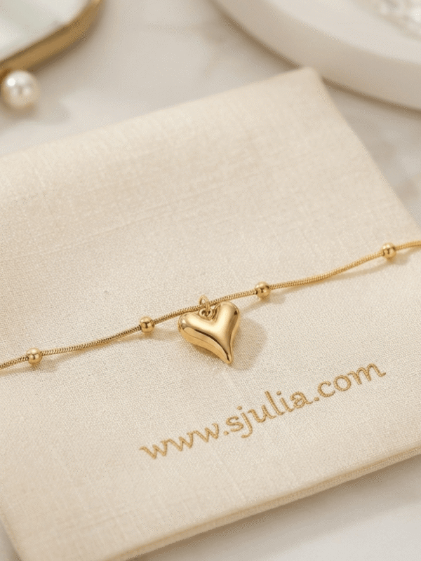 Dilnaz Gold Puffed Heart Bracelet
