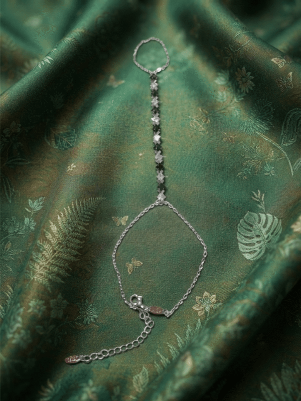 Zoya — Black & White Crystal Hand Chain Bracelet