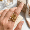 Nazneen Begum – Antique Gold Feathered Leaf Ring Nazneen Begum – Antique Gold Feathered Leaf Ring