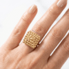 Dilawaiz – Gold Beaded Mesh Signet Ring Dilawaiz – Gold Beaded Mesh Signet Ring