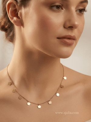 1 Noor – Gold-Tone Clover Charm Necklace