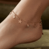 Qatra Gold Plated Teardrop Flower Charm Anklet Qatra Gold Plated Teardrop Flower Charm Anklet