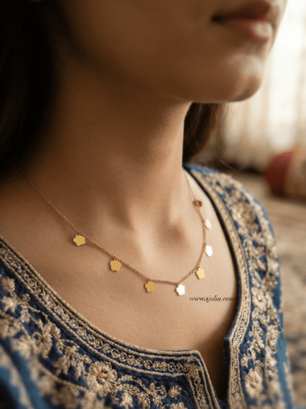 3 Noor β Gold-Tone Clover Charm Necklace