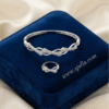 3 Rania - Sterling Silver Pave Link Bracelet & Ring Set