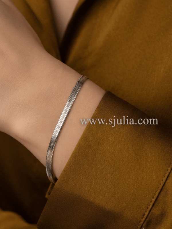 Nadia Silver Herringbone Chain Bracelet