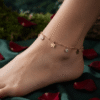 Gulnar – Rose Gold Flower Charm Anklet worn on ankle