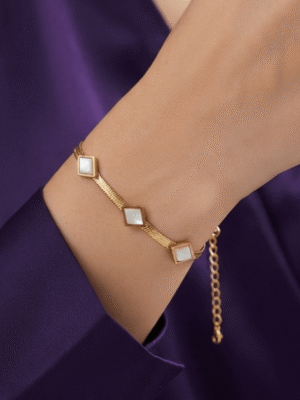 Sadaf — Gold Diamond Stone Bracelet worn on wrist Sadaf — Gold Diamond Stone Bracelet worn on wrist