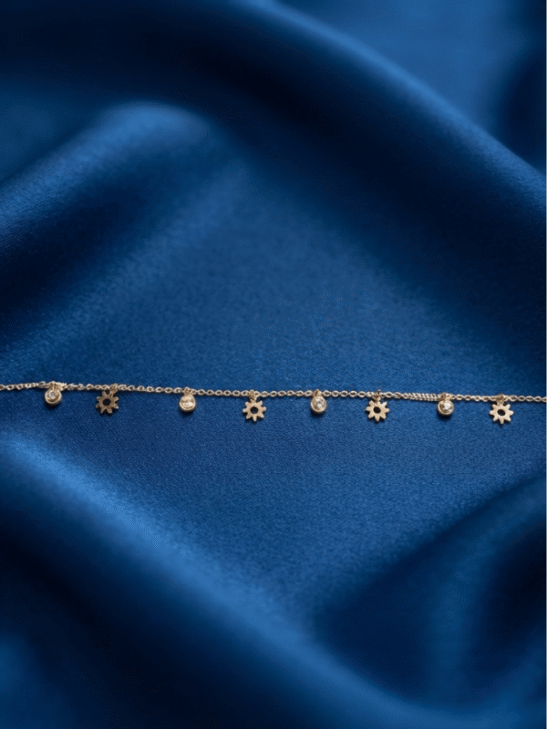 Aftaab – Rose Gold Sun Crystal Anklet worn on ankle Aftaab – Rose Gold Sun Crystal Anklet worn on ankle
