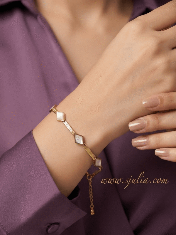 Sadaf — Gold Diamond Stone Bracelet worn on wrist Sadaf — Gold Diamond Stone Bracelet worn on wrist