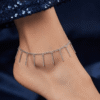 Chandi – Silver Fringe Bar Anklet worn on ankle Chandi – Silver Fringe Bar Anklet worn on ankle