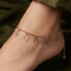 Zaitoon – Rose Gold Leaf Outline Anklet worn on ankle