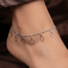 Chandi Zaitoon – Silver Leaf Outline Anklet worn on ankle Chandi Zaitoon – Silver Leaf Outline Anklet worn on ankle