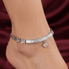 Titli – Silver Baguette Crystal Anklet worn on ankle