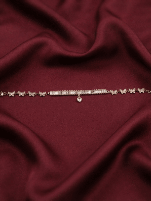 Titli – Silver Baguette Crystal Anklet worn on ankle