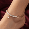 Titli-e-Tila – Gold Baguette Crystal Anklet worn on ankle Titli-e-Tila – Gold Baguette Crystal Anklet worn on ankle