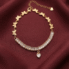 Titli-e-Tila – Gold Baguette Crystal Anklet worn on ankle Titli-e-Tila – Gold Baguette Crystal Anklet worn on ankle