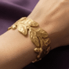 Chêne — Gold Oak Leaf Acorn Cuff Bracelet worn on wrist