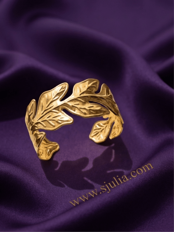 Chêne — Gold Oak Leaf Acorn Cuff Bracelet worn on wrist
