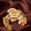 Pivoine — Gold Peony Flower Cuff Bracelet worn on wrist Pivoine — Gold Peony Flower Cuff Bracelet worn on wrist