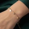 Marguerite — Gold Daisy Charm Bracelet worn on wrist Marguerite — Gold Daisy Charm Bracelet worn on wrist
