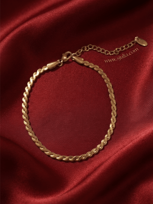 Zanjeer — Gold Herringbone Chain Bracelet worn on wrist Zanjeer — Gold Herringbone Chain Bracelet worn on wrist