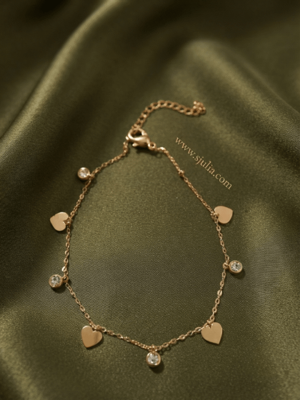 Dilkash — Rose Gold Heart Crystal Bracelet worn on wrist Dilkash — Rose Gold Heart Crystal Bracelet worn on wrist