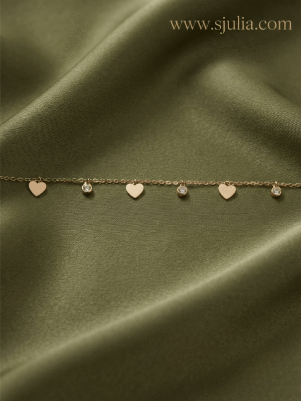 Dilkash — Rose Gold Heart Crystal Bracelet worn on wrist Dilkash — Rose Gold Heart Crystal Bracelet worn on wrist