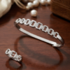 Rukhsar – Sterling Silver Pave Link Bangle & Ring Set Rukhsar – Sterling Silver Pave Link Bangle & Ring Set